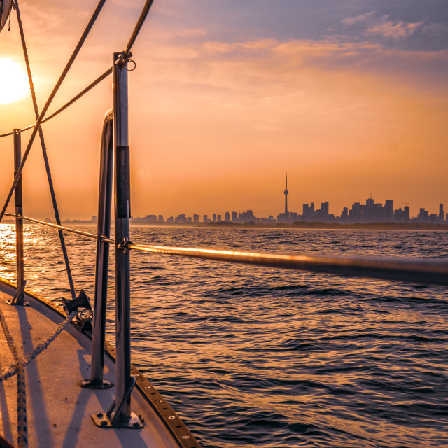 "Toronto Skyline from boat Sunset" stock image