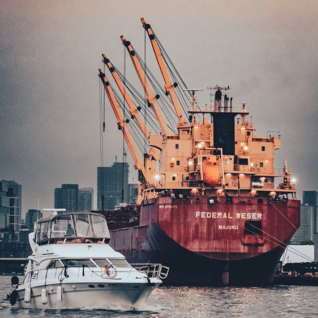 "Yacht and Tanker Toronto Lake Ontario" stock image