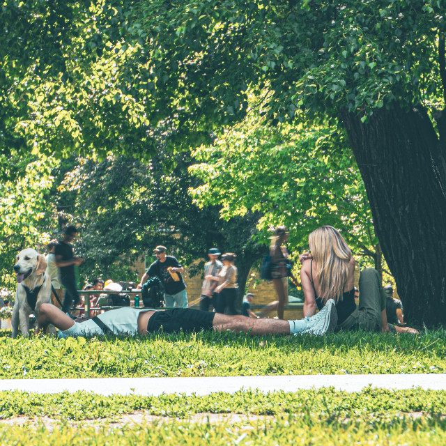 "Couple at Trinity Bellwoods Park" stock image