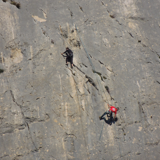 "Climbing on the st. Victoire" stock image