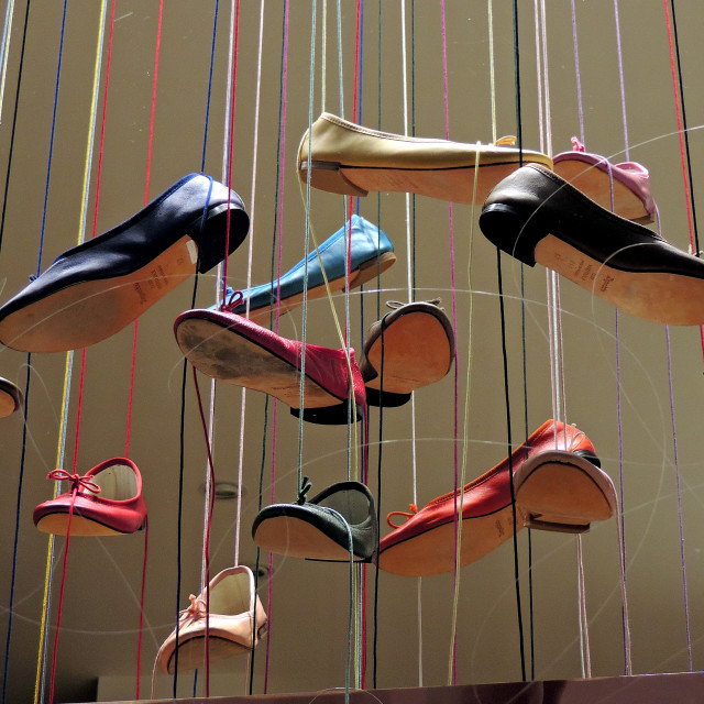 "Shoes hanged" stock image