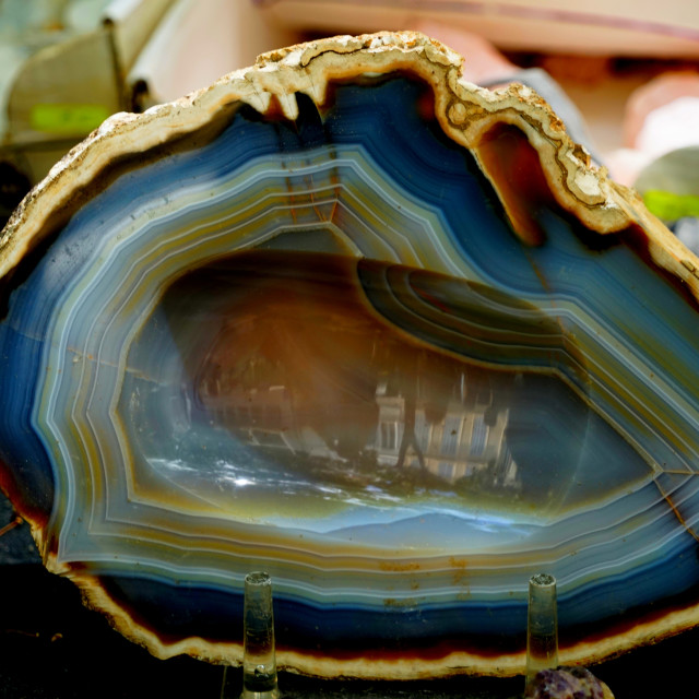 "Blue agate sliced" by Amit Mendelsohn - £50.00 "Blue agate sliced" stock image