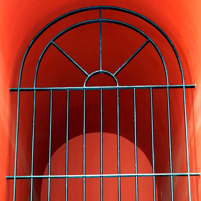 "Bars on red" by Amit Mendelsohn - £50.00 "Bars on red" stock image