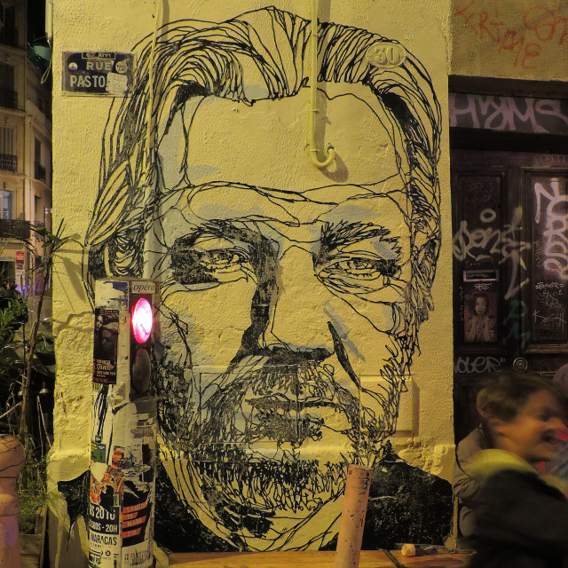 "Mural Marseille - Julian assange - cours Julien" by Amit Mendelsohn - £50.00 "Mural Marseille - Julian assange - cours Julien" stock image