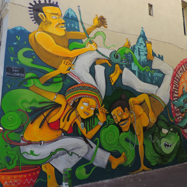 "Mural Marseille - capoeira - le camas" by Amit Mendelsohn - £50.00 "Mural Marseille - capoeira - le camas" stock image