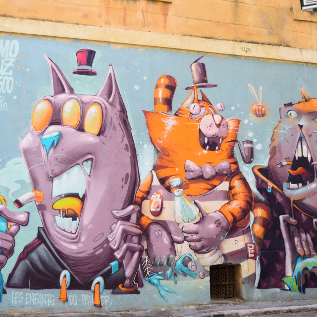 "Mural Marseille - Le panier" by Amit Mendelsohn - £50.00 "Mural Marseille - Le panier" stock image
