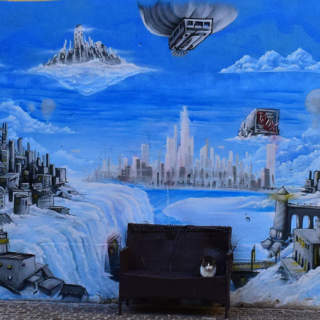 "Mural Marseille - le panier" by Amit Mendelsohn - £50.00 "Mural Marseille - le panier" stock image