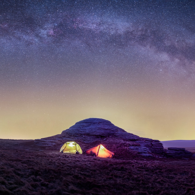 "Milky Way Arch over the Tor" stock image