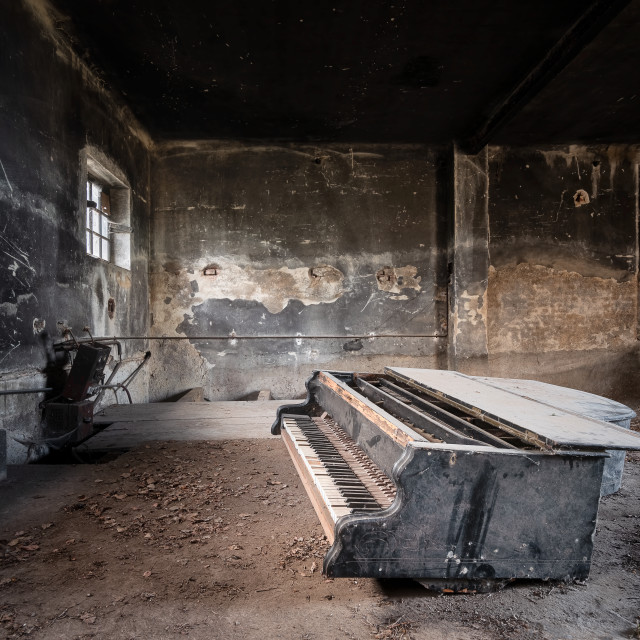 "Piano in Garage" by Roman Robroek - $30.80 "Piano in Garage" stock image