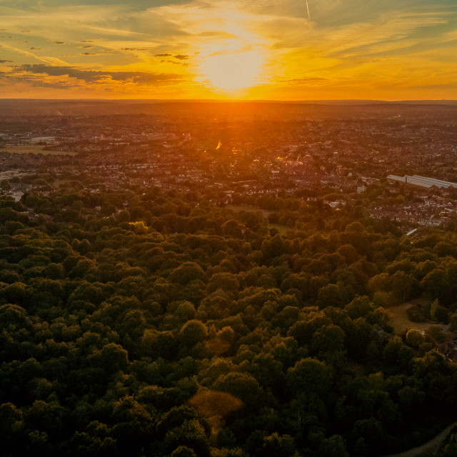 "Golders Hill Park, London Sunset Drone" stock image