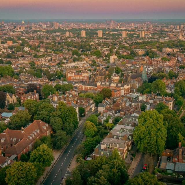 "Hampstead Sunset Drone Shot" stock image