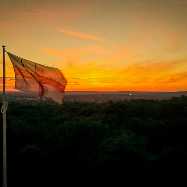 "Englad Flag Sunset Hampstead Heath" stock image