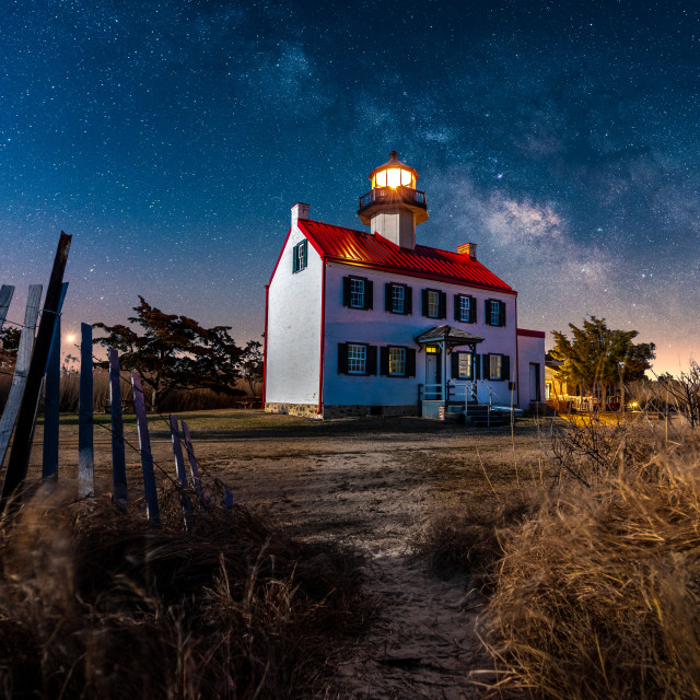 "The Lighthouse and Milkyway" stock image