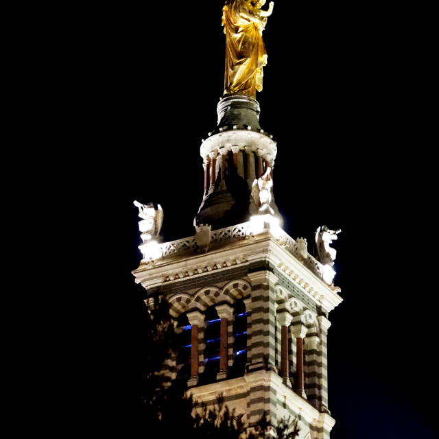 "Notre dame de la garde at night" by Amit Mendelsohn - £50.00 "Notre dame de la garde at night" stock image