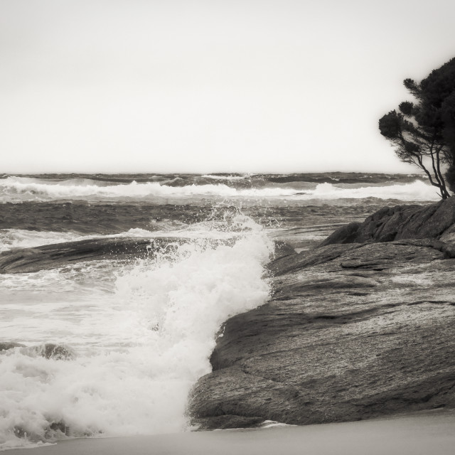 "Waterfall Beach Monochrome 1" stock image