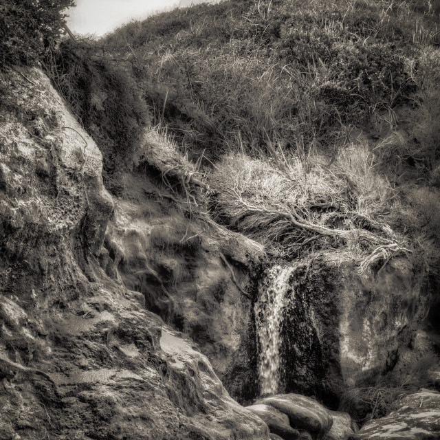 "Waterfall Beach Monochrome 2" stock image