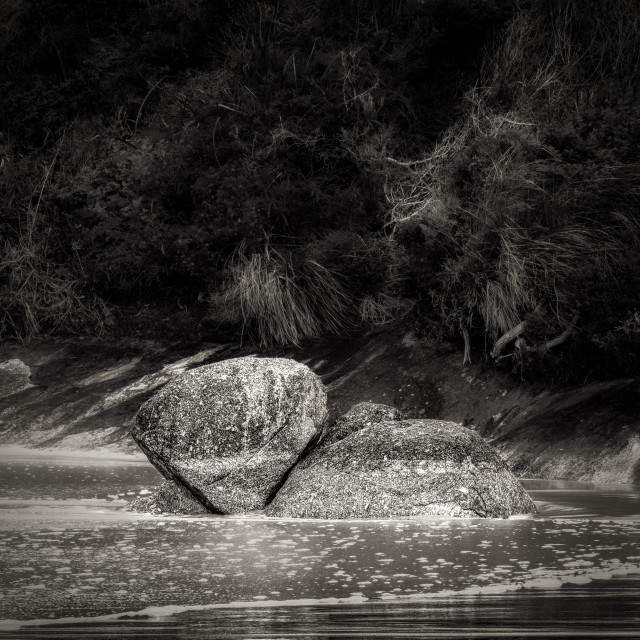 "Waterfall Beach Monochrome 3" stock image