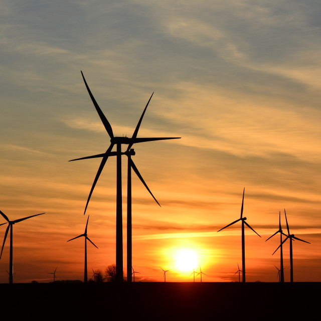 "Wind turbine in the sunset" by Amit Mendelsohn - £50.00 "Wind turbine in the sunset" stock image