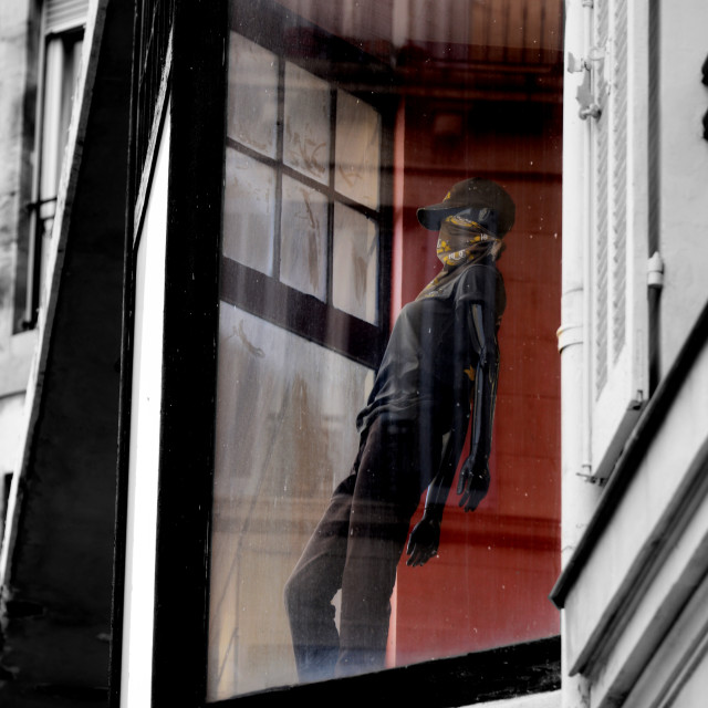 "masked in the window" by Amit Mendelsohn - £50.00 "masked in the window" stock image