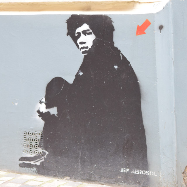 "Jef Aerosol - Stencil murals" by Amit Mendelsohn - £50.00 "Jef Aerosol - Stencil murals" stock image