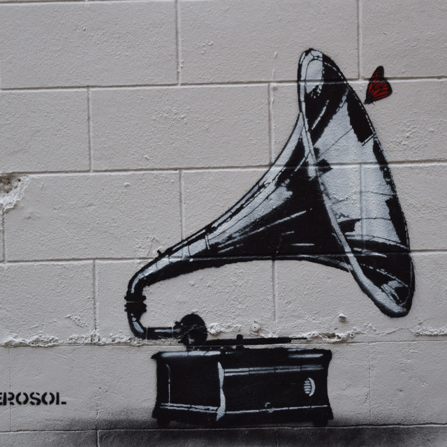 "Jef Aerosol - Stencil - mural" by Amit Mendelsohn - £50.00 "Jef Aerosol - Stencil - mural" stock image