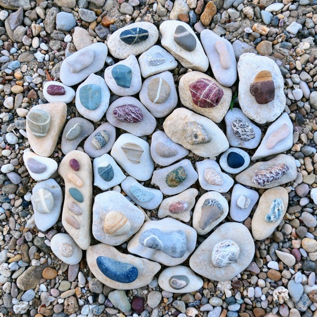 "Landart creation from pebbles" stock image