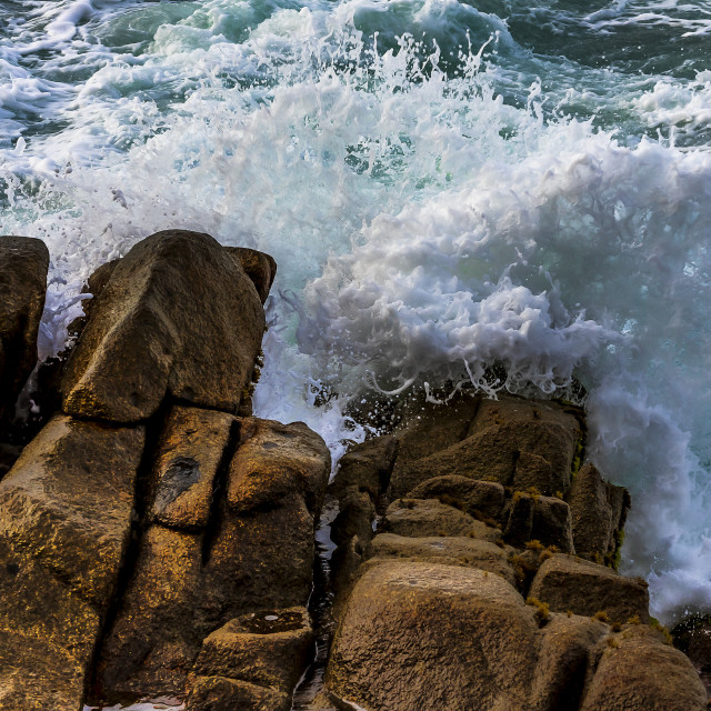 "Sea waves crashing on rocks II" by Expvisual Filmmaking and Photography SAS de CV - $9.88 "Sea waves crashing on rocks II" stock image