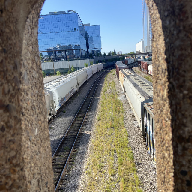 "Looking through the train tracks- Downtown Nashville, TN" stock image