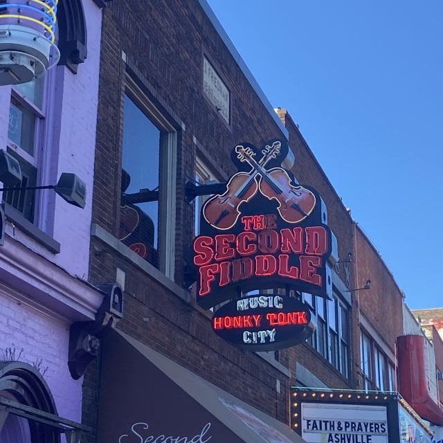 "Second Fiddle Neon sign- Music Row" by Aaron M Thompson PHOTO - $22.56 "Second Fiddle Neon sign- Music Row" stock image