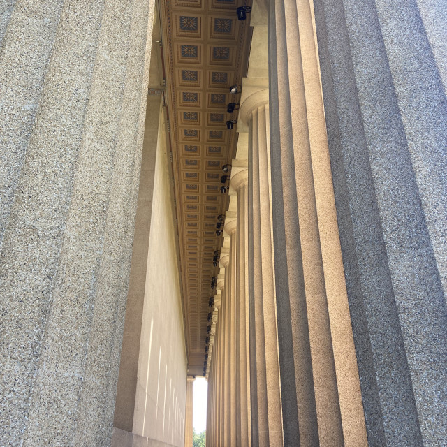 "Looking down the Columns- Nashville Parthenon" stock image