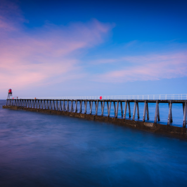 "Whitby Piers" stock image