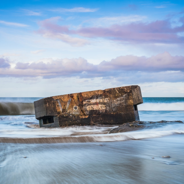 "Pillbox at Cayton Bay, North Yorkshire" stock image