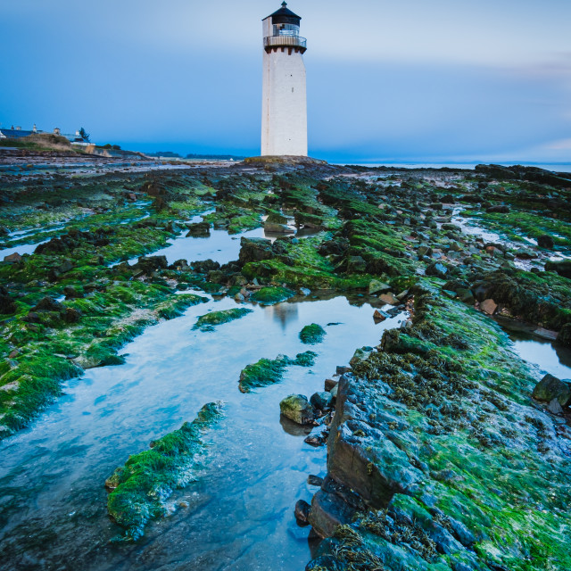 "Lighthouse at Southerness, Dumfries and Galloway, Scotland" stock image