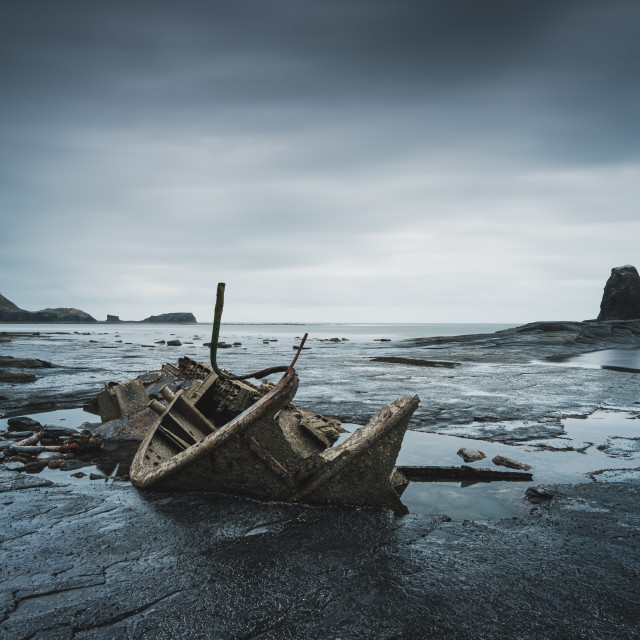 "Wreck of the Admiral von Trump at Saltwick Bay, North Yorkshire" stock image