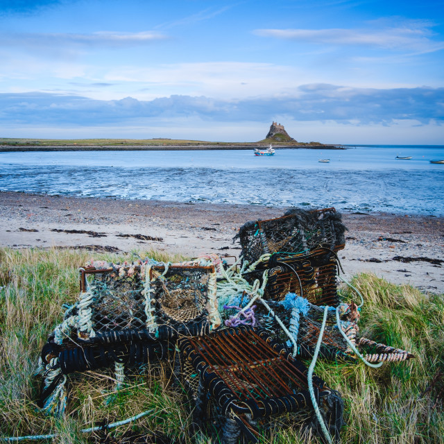 "Lindisfarne Castle just before dusk" stock image