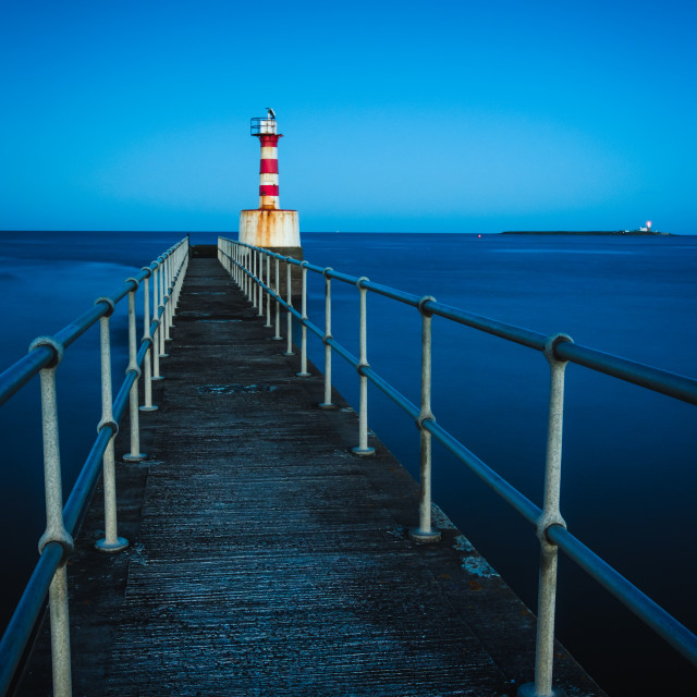 "The Pier at Amble, Northumberland" stock image