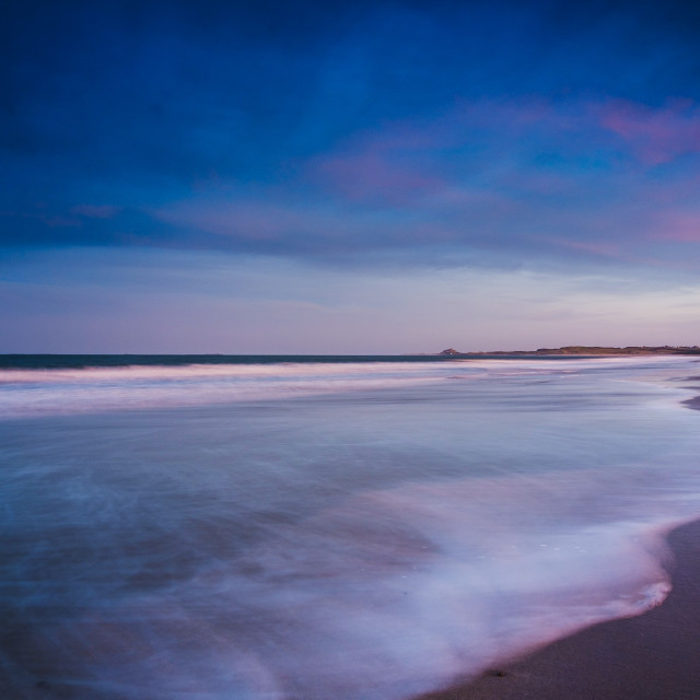 "Blue Hour over Ross Sands, Northumberland" stock image