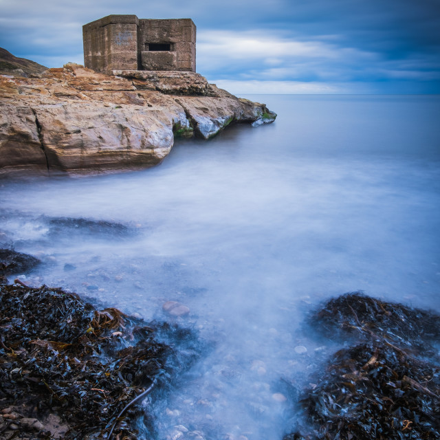 "Pillbox at Cornelian Bay, North Yorkshire" stock image