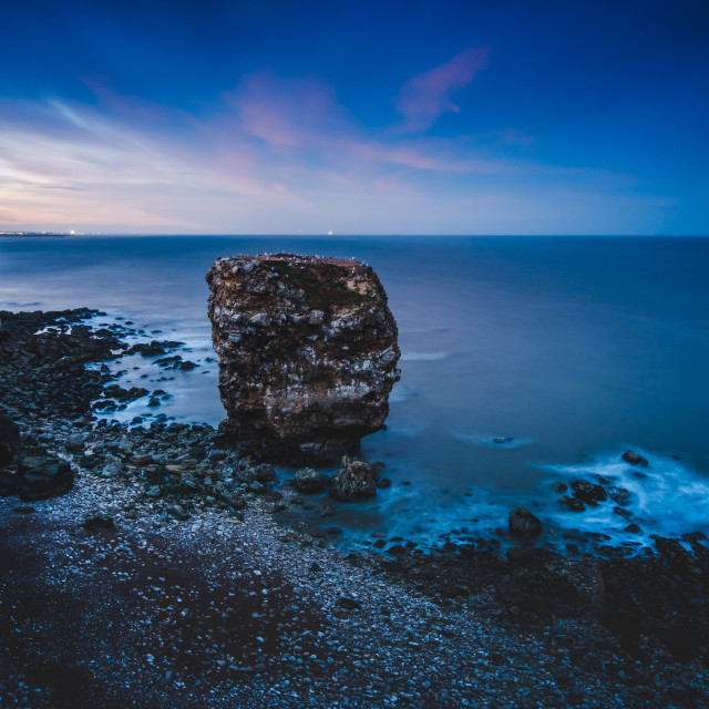 "Looking out towards the North Sea at Marsden Bay, England" stock image