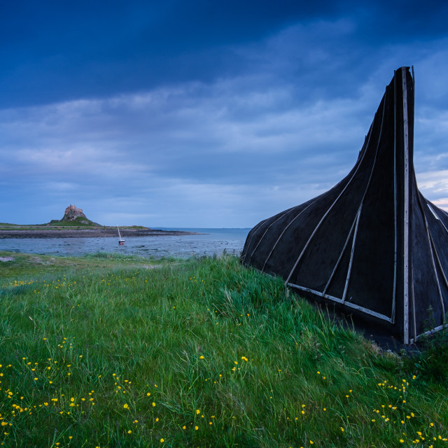 "Summer dusk on Holy Island, Northumberland" stock image