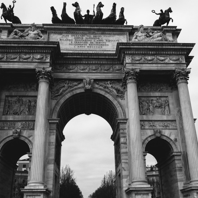 "Milan Peace Arch (Black and White)" stock image