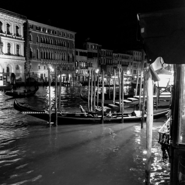 "Venice Grand Canal at Night (Black and White)" stock image