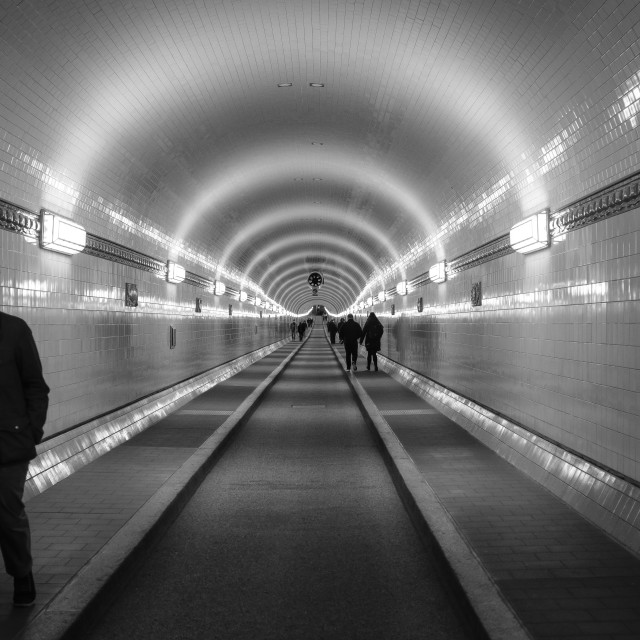 "Elbe Tunnel monchrome" stock image