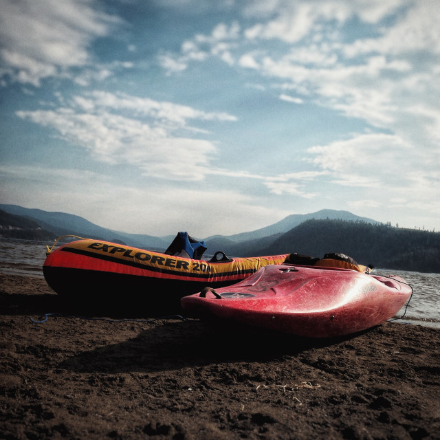 "Small kayak and friend" by MLLL Photography - $16.72 "Small kayak and friend" stock image