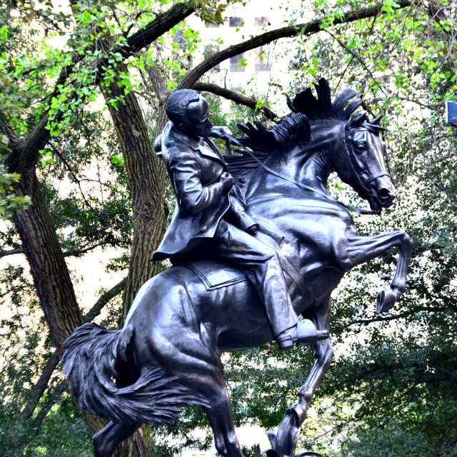 "Equestrian statue NYC" by Amit Mendelsohn - £50.00 "Equestrian statue NYC" stock image