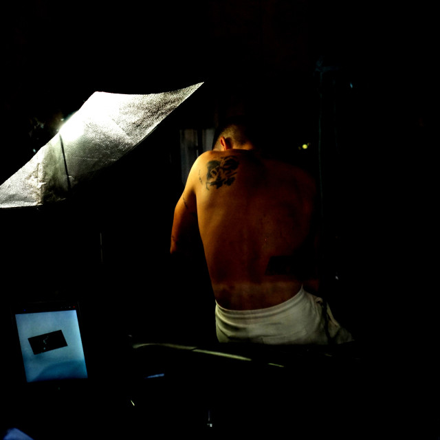 "A man in a tattoo studio" by Amit Mendelsohn - $62.97 "A man in a tattoo studio" stock image