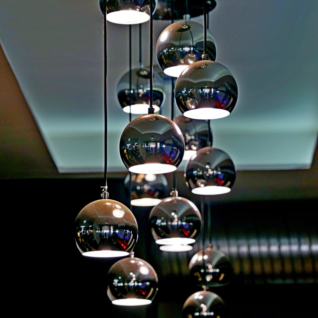 "Reflecting lamps" by Amit Mendelsohn - £50.00 "Reflecting lamps" stock image