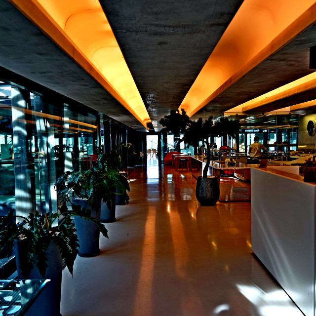 "A corridor of a restaurant" by Amit Mendelsohn - £50.00 "A corridor of a restaurant" stock image