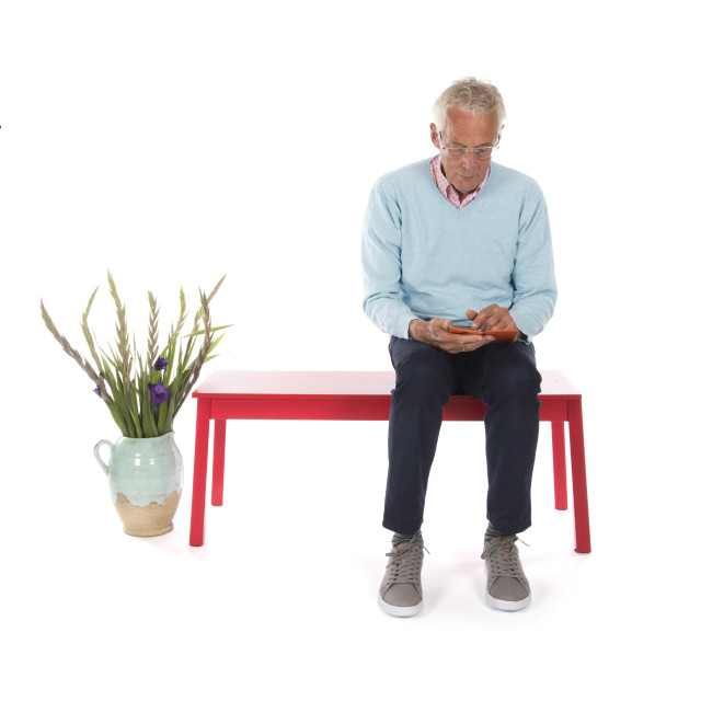 "Senior man in waiting room" stock image