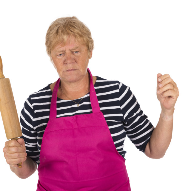 "Thinking woman with pin roller" stock image